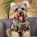 犬服 猫服 ペットウェア 春夏 花柄 スクエアプリント おしゃれ フード付きパーカー スウェット ポリエステル カジュアル