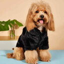 犬服 秋冬 人工ラビットファー ジップアップジャケット ブラック もこもこ ブルゾン 保温 防寒 あったか ドッグウェア ペットウェア 柔らかい 普段使い お散歩