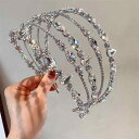 ヘアアクセサリー レディース 多層 カチューシャ ヘッドドレス 高級感 ライトラグジュアリー フレンチ ロマンチック ラインストーン クリスタル ブライダル 結婚式 エレガント ヘップバーン風(x2)
