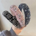 カチューシャ レディース 韓国風 フレンチスタイル ラインストーン スポンジ ボリュームアップ ベロア ライトラグジュアリー 精巧デザイン 秋冬 ヘアアクセサリ...