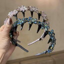 ヘアアクセサリー レディース 韓国風 上品 リュクス クリスタル カチューシャ 個性的デザイン 全面ラインストーン 乱れ髪 髪留め 高級感 通勤 オフィス 普段...