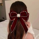 ヘアアクセサリー ヘアクリップ レディース 秋冬 ベルベット ビッグリボン ロングリボン エレガント バレッタ 後ろ髪 髪飾り おしゃれ 韓国風 かわいい 上品