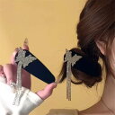 ヘアアクセサリー ヘアクリップ レディース 蝶 バタフライ ラインストーン ジルコニア フリンジ タッセル ベロア 揺れる キラキラ 前髪 サイド 髪留め おしゃれ 華やか