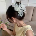 ヘアアクセサリー レディース 春夏 雲モチーフ チュール ギャザー バンスクリップ シャーククリップ シンプル 高級感 まとめ髪 後ろ髪 普段使い オーガンジー...