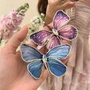 ヘアクリップ レディース 春夏 樹脂製 グラデーション 蝶 バタフライ ラインストーン 高級感 上品 エレガント 普段使い 写真撮影 イベント