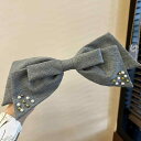 バレッタ レディース 韓国風 スーツ生地 リボン フェイクパール 上品 ハーフアップ まとめ髪 ヘアアクセサリー 髪飾り シック オフィス カジュアル 大人かわ...