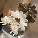 ヘアクリップ レディース 高級感 花びら シャーククリップ ハーフムーン アセテート エレガント まとめ髪 髪飾り ベージュ ホワイト ブラウン