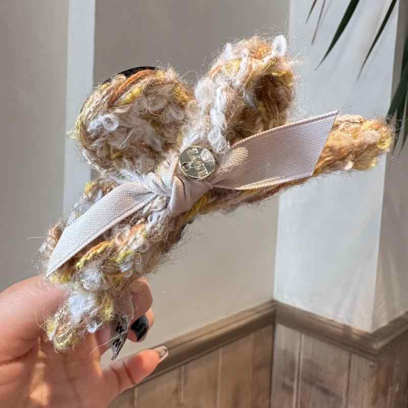 ヘアクリップ レディース 秋冬 毛糸 ツイード バンスクリップ シャーククリップ 高級感 ハンドメイド ..