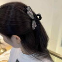 ヘアアクセサリー バンスクリップ レディース 高級感 クリスタル ラインストーン リボン 韓国風 インスタ映え まとめ髪 アップスタイル シャーククリップ 凝ったデザイン ピンクグレー パープル パステルカラー ライトカラフル ホワイト ブルー