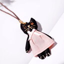 バッグチャーム キーホルダー 黒猫 マスコット 本革 手作り 個性的 約10cm レトロ カジュアル 車用 小物