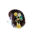 髪飾り レディース 和風 桜 ハンドメイド 布製 花モチーフ 房飾り ゴールド ヘアクリップ サイドクリップ 和装 ヘッドドレス 着物 浴衣 成人式 卒業式 結婚式 花魁風