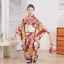 着物 和服 キッズ 女の子 女児 振袖 花柄 総柄 プリント ポリエステル 発表会 舞台衣装 イベント 正装 フォーマル 七五三 お正月 記念撮影