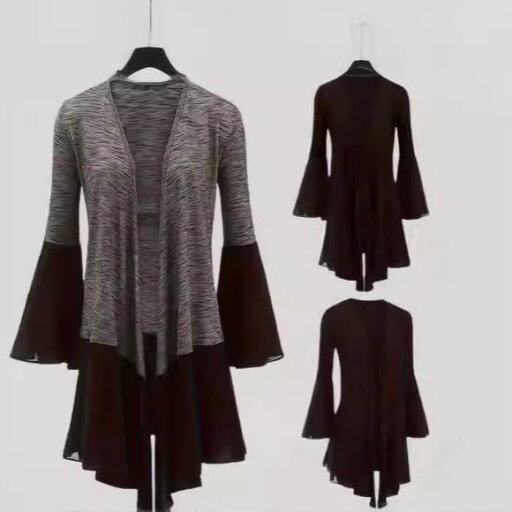 カーディガン レディース 秋冬 スリムフィット ミドル丈 長袖 ベルスリーブ Vネック シフォン 配色切り替え ポリエステル 伸縮性 カジュアル 普段使い グレー ブラック カーディガン レディース 秋冬 スリムフィット ミドル丈 長袖 ベルスリーブ Vネック シフォン 配色切り替え ポリエステル 伸縮性 カジュアル 普段使い グレー ブラック