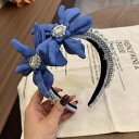 ヘアアクセサリー レディース カチューシャ リボン 花 フレンチスタイル ボリュームアップ スポンジ入り ラインストーン 布製 プリーツ ハンドメイド インスタ...