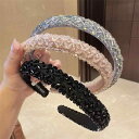 ヘアアクセサリー レディース 韓国ファッション 編み込み クリスタルビーズ カチューシャ 洗顔用 細め 普段使い 上品 大人かわいい ハンドメイド 高級感 ピン...