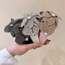 ヘアアクセサリー レディース カチューシャ 韓国風 ラインストーン フラワー 幅広 バロック調 上品 エレガント 高級感 普段使い お出かけ 結婚式 パーティー...