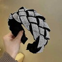 ヘアアクセサリー レディース 欧米風 エレガント 高級感 全面ジルコニア ラインストーン 幅広 カチューシャ ヘアバンド フレンチスタイル 三つ編み ブレード ...