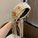 カチューシャ レディース 新中華風 フリンジ 編み花 エキゾチック ライトラグジュアリー ラインストーン 装飾 布製 普段使い ヘアアクセサリー