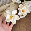 髪飾り レディース マグノリア 花 ヘアクリップ 春夏 リゾート ビーチスタイル エレガント かわいい サイドクリップ プラスチック 普段使い 写真撮影 ホワイト ピンク