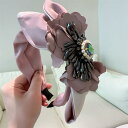 カチューシャ レディース レトロ調 リボン ラインストーン 人工クリスタル 花柄 幅広 ヘアアクセサリー 韓国風 フレンチ ロマンチック 通勤 オフィス ピンク イエロー ブラック 春夏