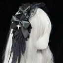ボンネット ヘアアクセサリー レディース ゴシックロリータ 翼 羽根 星 アシンメトリー ヘアバンド カチューシャ コスプレ サブカルチャー 髪飾り(x2)