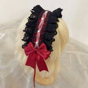 ボンネット ヘッドドレス レディース ロリータ ファッション ダーク ゴシック風 ヘアバンド カチューシャ パール レース フリル メイド風 髪飾り イベント コスプレ ヘアアクセサリー