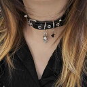 チョーカー 男女兼用 パンク ゴシック スカル Y2K ダーク系 フェイクレザー ネックレス ブラック スターモチーフ 合金アクセサリー 鎖骨丈 首飾り 個性的 ストリート カジュアル