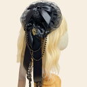 ミニハット ヘッドドレス レディース ゴシック ダーク ロリータ チュール レース リボン ヘアクリップ 布製 ブラック レッド パープル ピンク