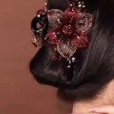 ヘアクリップ レディース レトロ フラワー 花 メタルワイヤー 手編み ハンドメイド エレガント 上品 バレッタ ヘアアクセサリー 普段使い オフィス パーティー フォーマル 華やか レッド ブルー パープル シャンパン