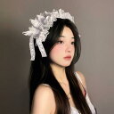 ボンネット ヘッドドレス レディース ロリータ ゴシック レース ホワイト ヘアバンド フレンチエレガント 甘め かわいい ヘアアクセサリー 秋冬