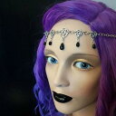 ヘアアクセサリー レディース ゴシック風 パンク 多層 レイヤード エキゾチック 五芒星 ペンタグラム クリスタル ティアドロップ しずく 電気メッキ加工 ヘッドチェーン 髪飾り(x2)