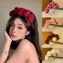 ボンネット カチューシャ レディース ロリータ ゴシック ダーク系 レトロ ベルベット 赤バラ フラワー ヘッドドレス ハロウィン コスプレ 仮装 イベント 手作り ヘアアクセサリー