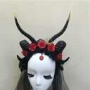 カチューシャ ユニセックス ハロウィン コスプレ 仮装 イベント 悪魔の角 ホーン 魔女 ウィッチ ゴシック ドクロ スカル 薔薇 バラ ダークレッド レトロ プラスチック製 ヘッドバンド