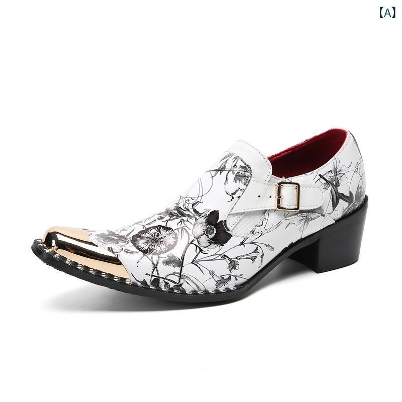 ドレスシューズ パーティー 革靴 メンズ ポインテッドトゥ オックスフォード 牛革 本革 ヒールアップ 通気性 ホワイト ビジネス カジュアル フォーマル 結婚式 新郎 英国風