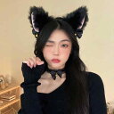 ヘアアクセサリー レディース 猫耳 カチューシャ チョーカー セット リボン 鈴付き 猫 うさぎ もこもこ クリスマス イベント パーティー コスプレ 仮装 かわいい ヘッドバンド