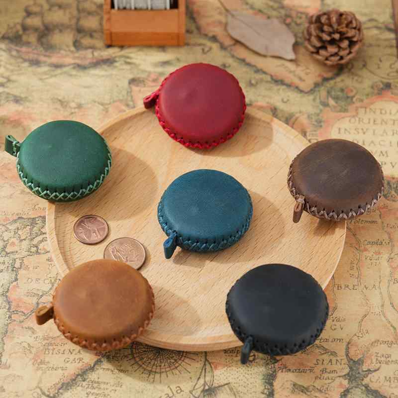 巻尺 ミニ クレイジーホースレザー 牛革 手作り レトロ キーホルダー 採寸用 150cm 普段使い 日常使い ブラック ブラウン ワインレッド 多色展開