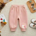 パンツ キッズ ベビー 子供服 男の子 女の子 男女兼用 秋冬 ロングパンツ ペンギン柄 ボア 裏起毛 厚手 暖かい 防寒 ウエストゴム カジュアル 普段使い ピンク グレー 無地 コットンボトムス
