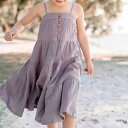 キッズ 女の子 ワンピース ダブルクレープ キャミソール ノースリーブ リゾートスタイル 切り替え ティアード コットン 綿100% 春夏 ラベンダー ダークグリーン