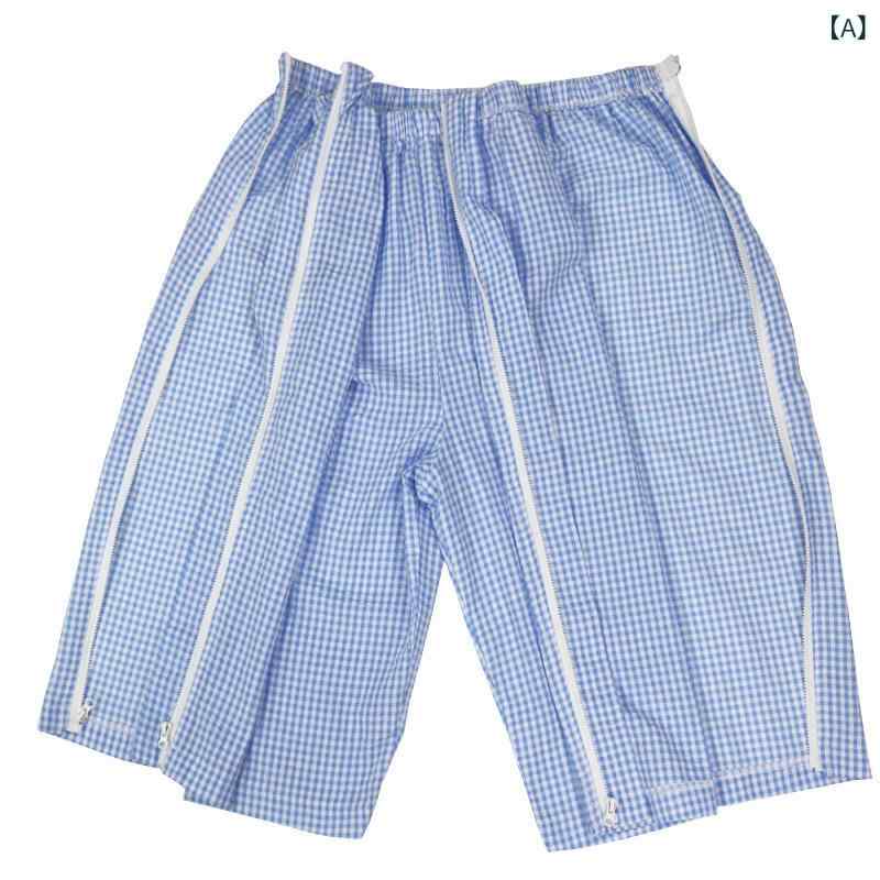 介護用 ルームウェア ズボン 着脱簡単 フルオープン 骨折 術後 リハビリ 寝たきり 患者 入院着 病室着 男女兼用 五分丈 綿 薄手 夏用