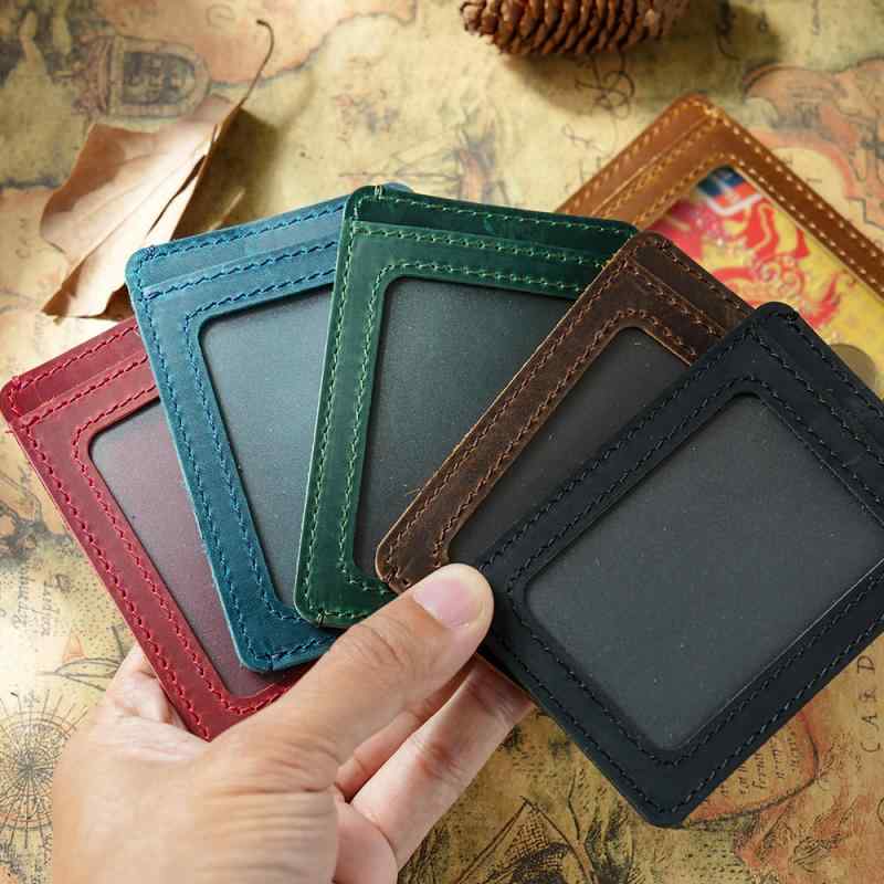 カードケース 男女兼用 レトロ 本革 牛革 レザー 多機能 収納 コンパクト スリム 学生証 社員証入れ ビ..
