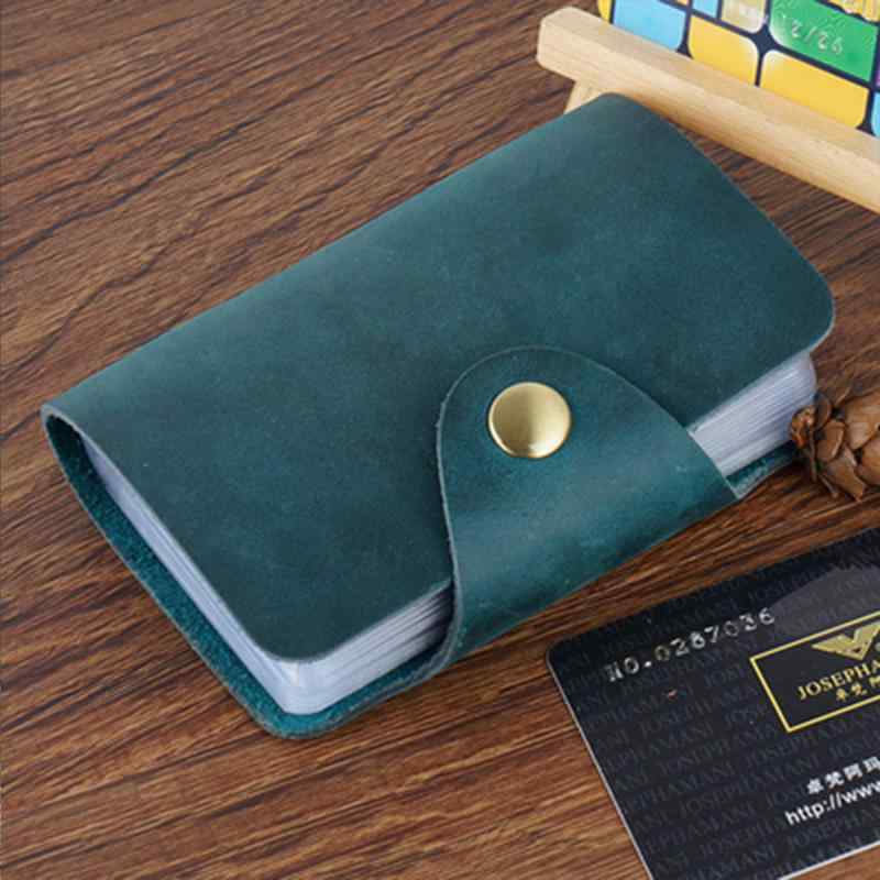 カードケース 男女兼用 本革 牛革 クレイジーホースレザー 20枚収納 多ポケット 名刺入れ クレジットカードケース スリム コンパクト ブラック ブラウン