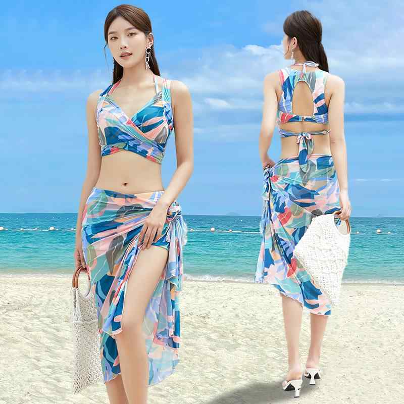 水着 レディース ビキニ 3点セット セパレート 花柄 体型カバー お腹カバー 着痩せ ママ水着 ビーチ リゾート プール グラマー対応 スイムウェア ワイヤー入り パッド付き 春夏