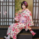 和服 レディース 浴衣 改良型 簡単着付け 綿 コットン 桜柄 小花柄 春夏秋 夏祭り 普段使い 旅行 セット ベージュ ピンク系 涼しい