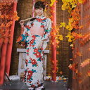 浴衣 和服 レディース 小紋着物 日式和風 伝統 改良 簡易着用版 厚手 防シワ ポリエステル混 椿柄 赤 普段使い カジュアル イベント お祭り 春夏