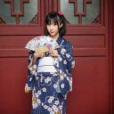 浴衣 和服 着物 レディース 女性用 桜柄 ブルー フルセット ポリエステル素材 簡単着付け ノーアイロン 春夏 祭り イベント 普段使い