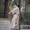 浴衣 和服 男性用 伝統 武士 侍 紳士 正装 フォーマル ポリエステル 防シワ シワ軽減 イージーケア 四季 通年 オールシーズン 木目柄 ウッド調