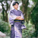 浴衣 和服 メンズ 男性用 着物 和装 伝統 武士 紳士 正装 礼装 しわになりにくい ポリエステル 混紡 生地 配置柄 グレー