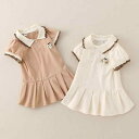 ワンピース ベビー 女の子 夏 コットン95% やわらか肌触り プリーツ Aライン カジュアル 普段使い 部屋着 かわいい うさぎ くまデザイン ピンク ベージュ ブラウン