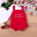 ロンパース ベビー 女の子 新生児 0歳 1歳 クリスマス アルファベット 刺繍 ノースリーブ ニット タンクトップ 再生繊維 プルオーバー 三角デザイン 赤 白