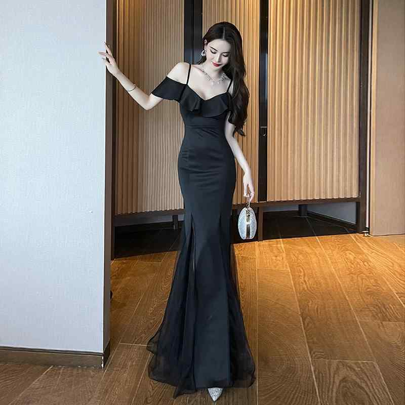 礼服 レディース ブラック ディープVネック キャミソール ロングドレス フロア丈 セクシー エレガント 上品 ポリエステル 切り替え メッシュ パーティー 発表会 秋冬(4)